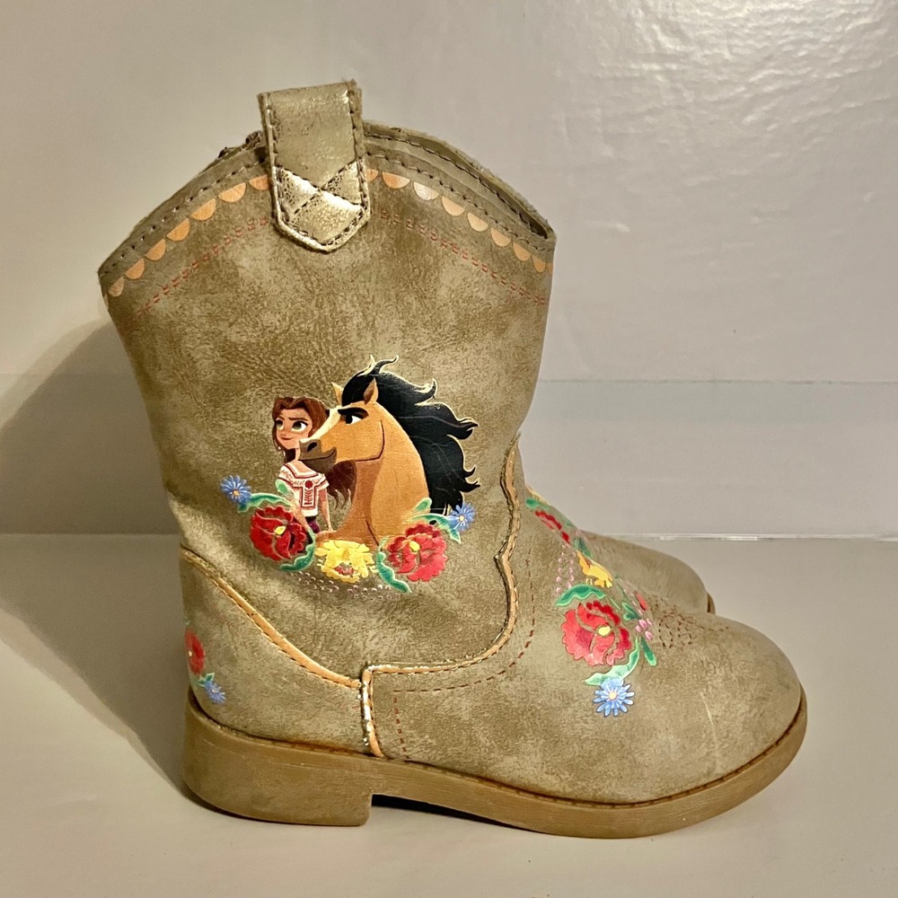 Spirit Untamed Toddler Girls Western Boots Tan Floral Lucky & Spirit Size 7
